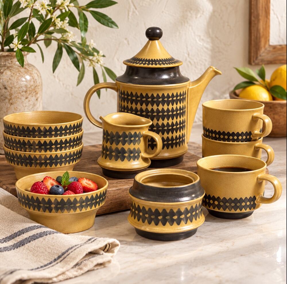 Vintage 1972 DPM Provence German Coffee Dessert Set MCM Pottery w Provenance